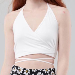 Hollister White Halter Wrap Crop Top (NWT)